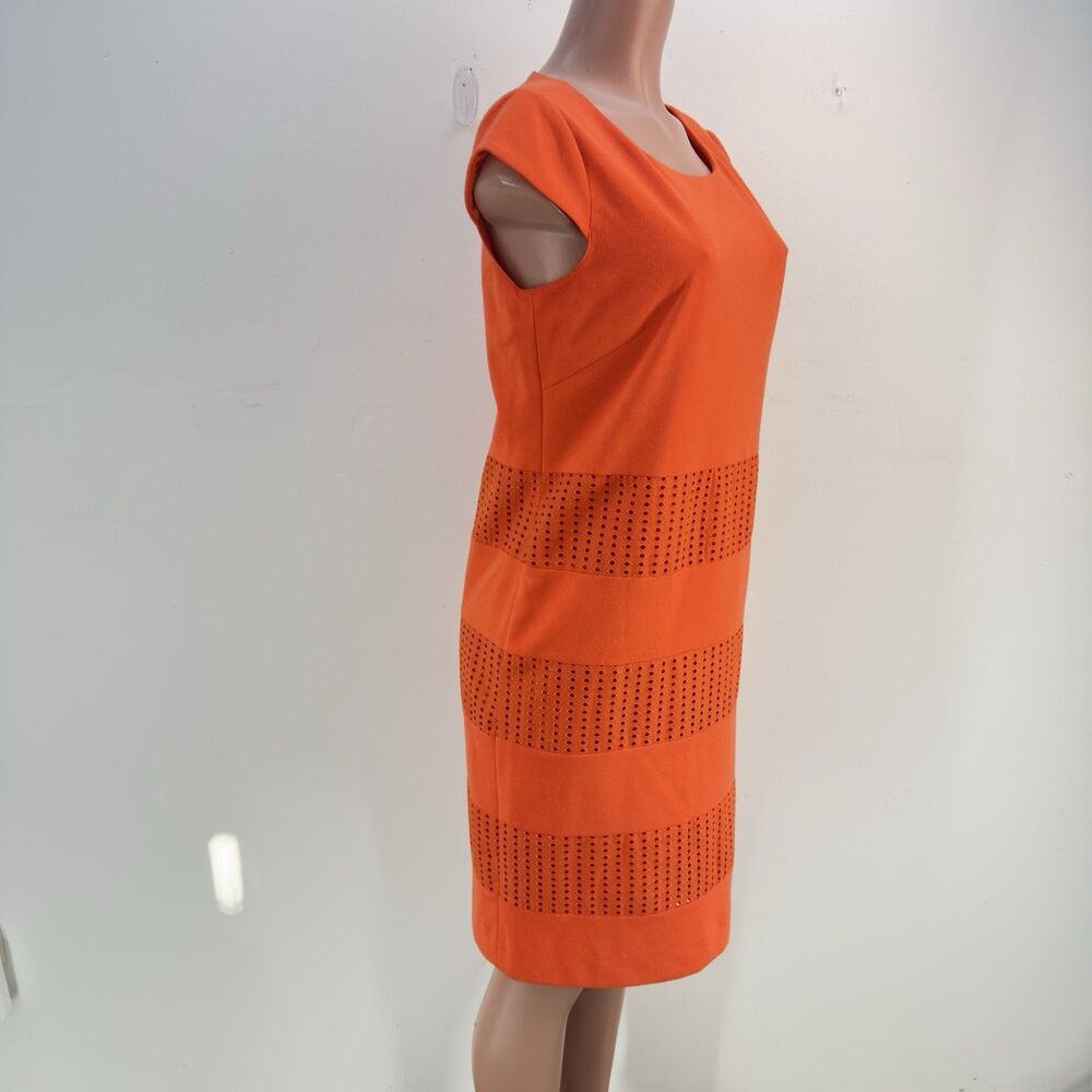 New Preston & York Sheath Women Dress Size 8 Stretch Orange Sleeveless - Picture 3 of 16